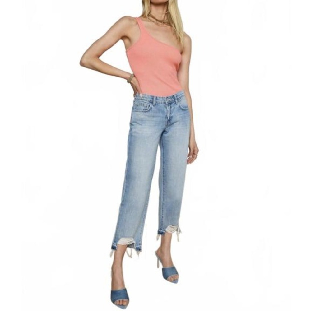 L'AGENCE‎ Blaine Low Rise Cropped Distressed Stovepipe Jeans Albee Blue 30